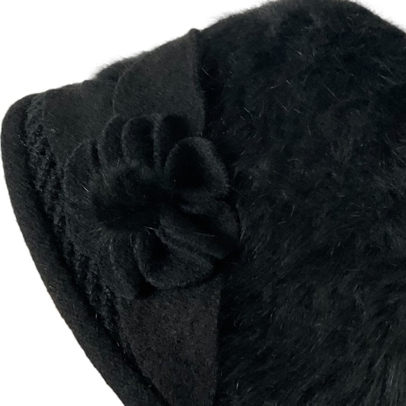 Silverstone Black Angora Blend Bucket Hat Flower Accent One Size Fits most - Picture 10 of 10